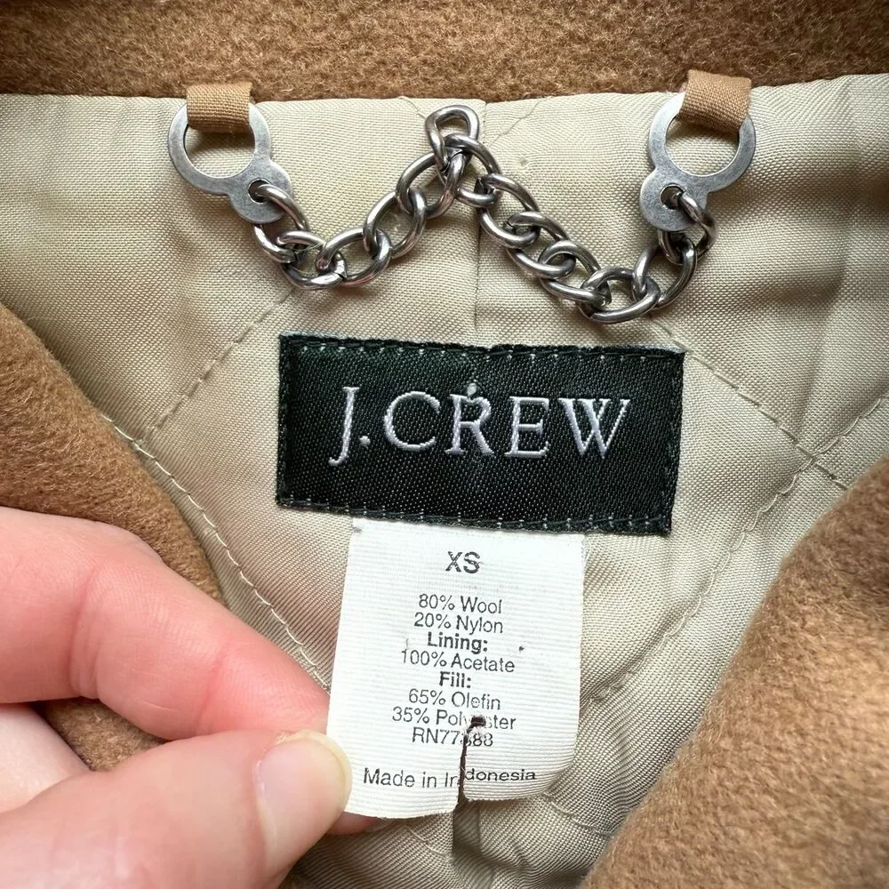 J. CREW MERCANTILE WOMENS SIZE XS TAN CITY COAT ZIP WOOL BLEND NEUTRAL JACKET